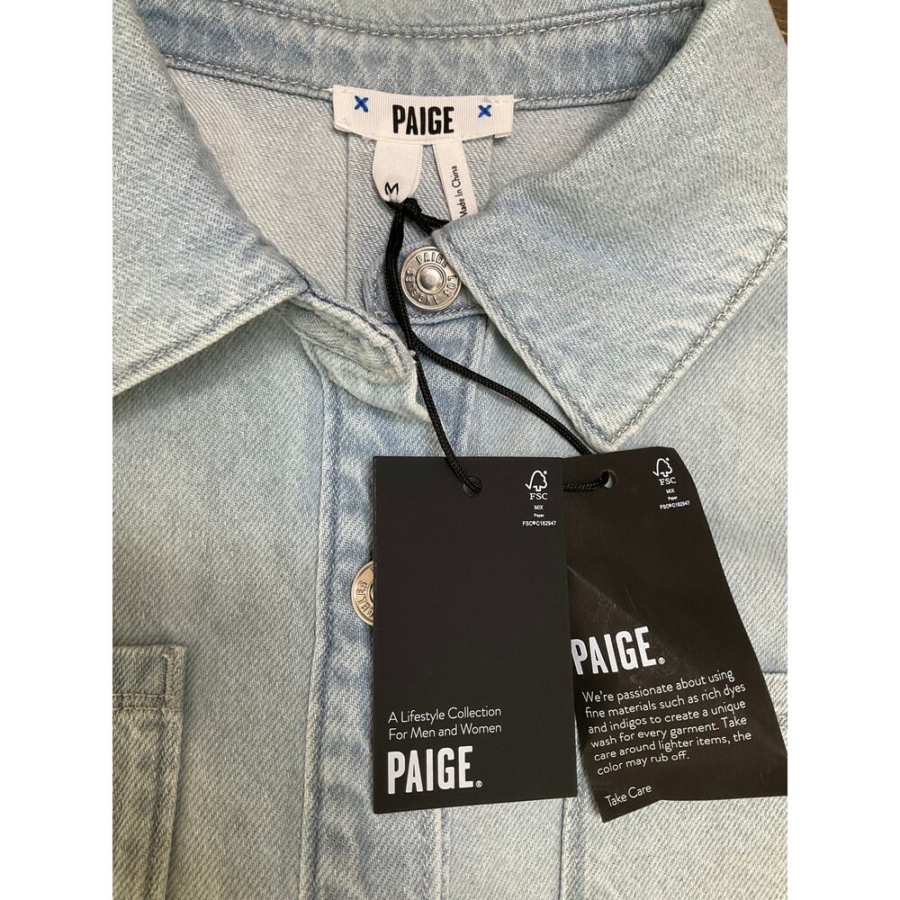 Paige Women's Denim Cropped Jacket Conner Shacket Beaumont Size Medium NWT - Picture 6 of 13